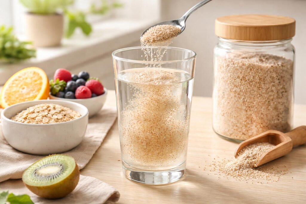 Útifűmaghéj és víz hatására zselésedik, támogatva az emésztést és bélműködést